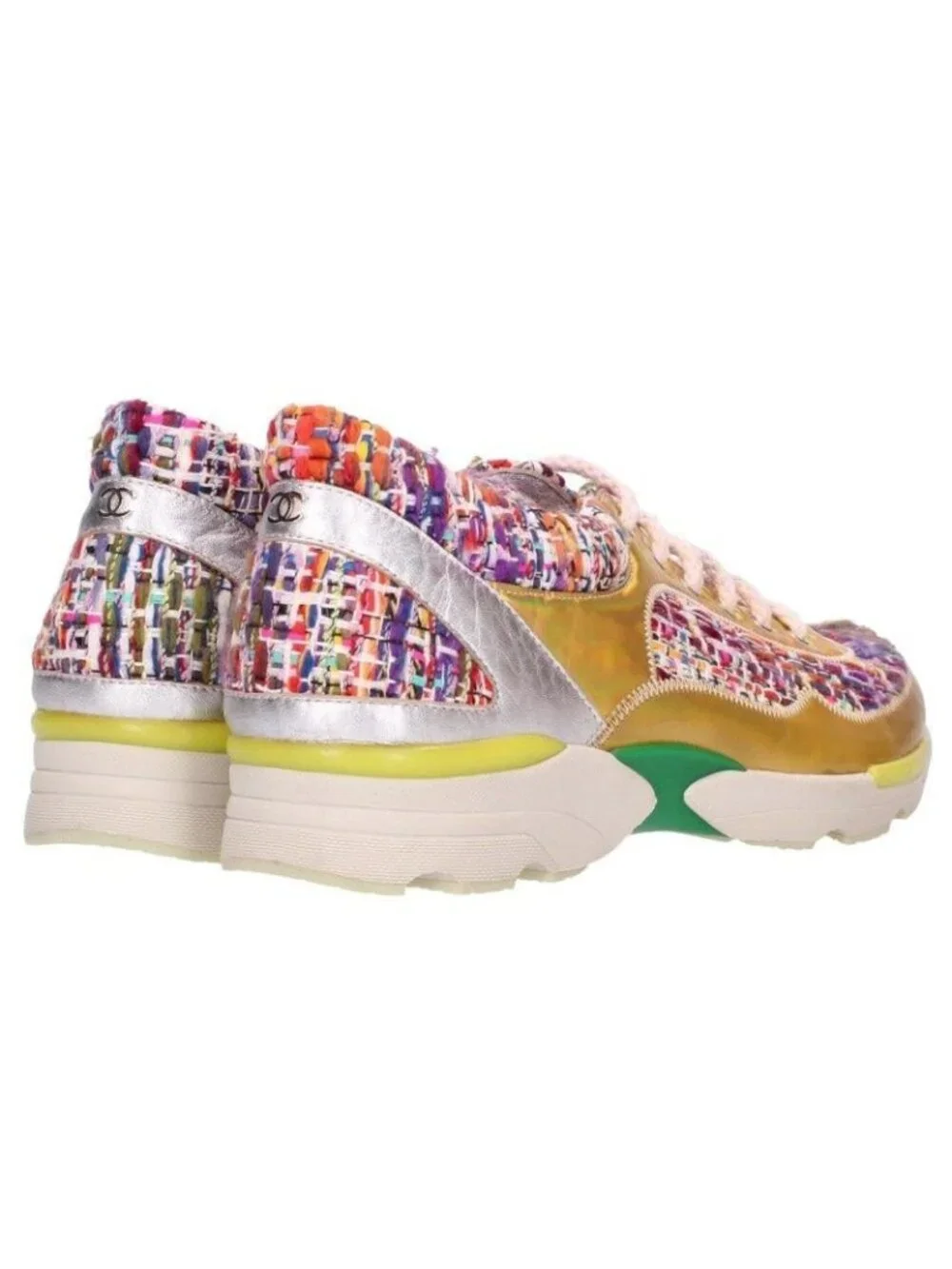 Chanel Tweed Contrast Patent Sneakers
